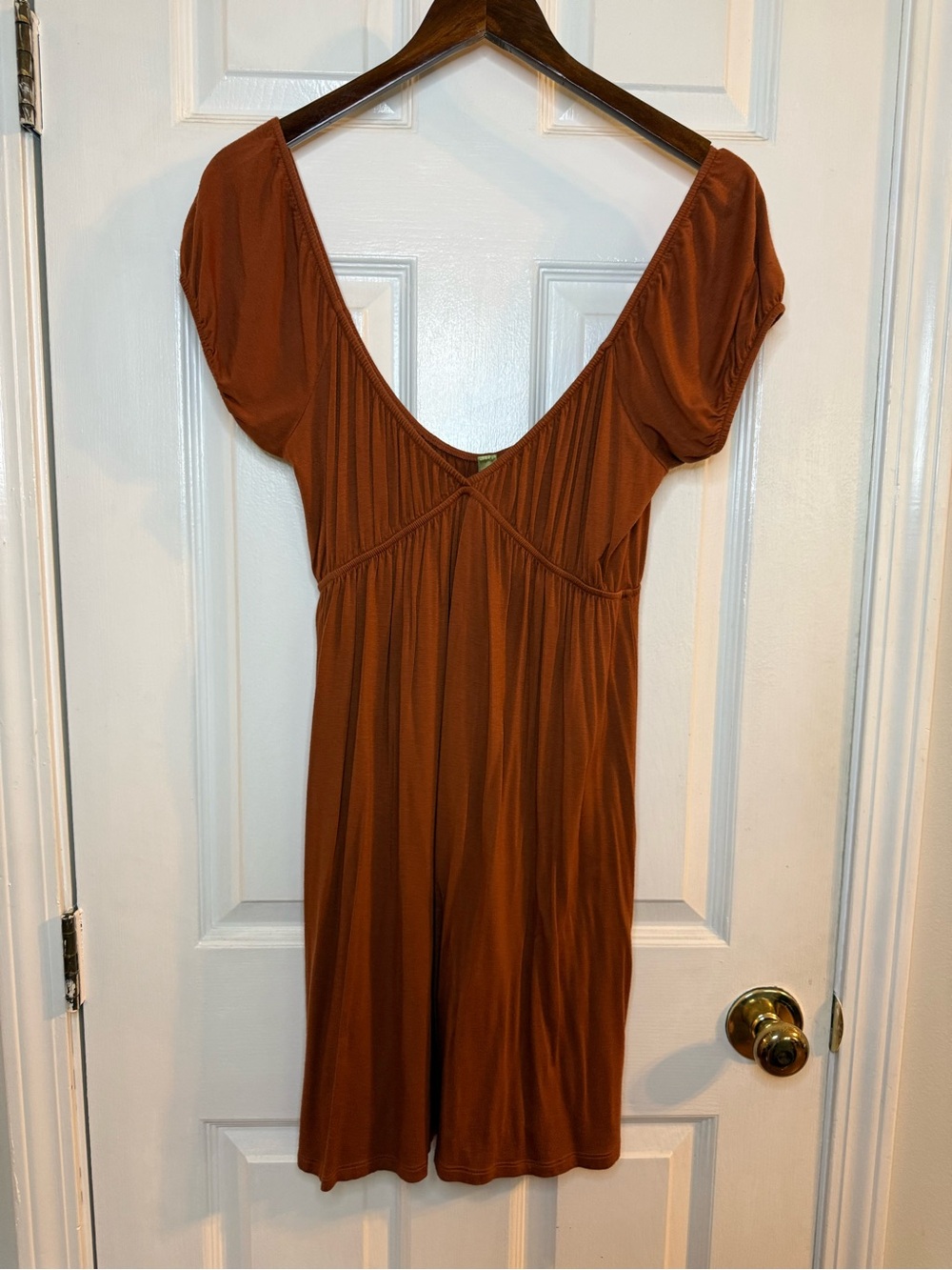 Lush Rust Brown V-Neck Dress